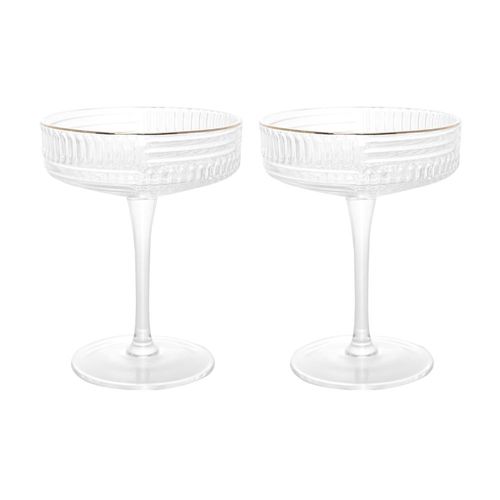 Jogo de taças coupe borda dourada em vidro Wolff Chess 200ml 2 peças Jogo de taças coupe borda dourada em vidro Wolff Chess 200ml 2 peças