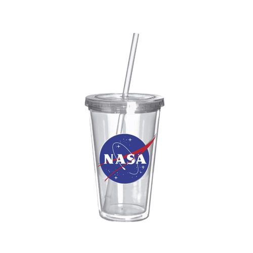 Copo parede dupla com canudo em plástico Nasa Mars 2020 500ml