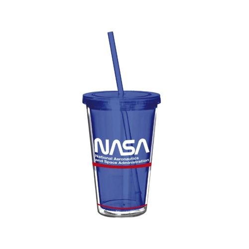 Copo parede dupla com canudo em plástico Nasa Desenho Técnico 500ml Copo parede dupla com canudo em plástico Nasa Desenho Técnico 500ml