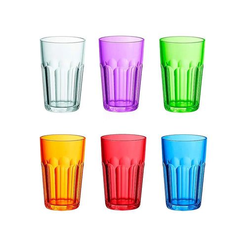 Jogo de copos altos em acrílico Guzzini Happy Hour 6 peças 420ml sortidos
