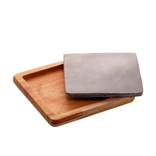 Tábua de madeira com pedra ardósia Woodart Teca 19x2cm Tábua de madeira com pedra ardósia Woodart Teca 19x2cm