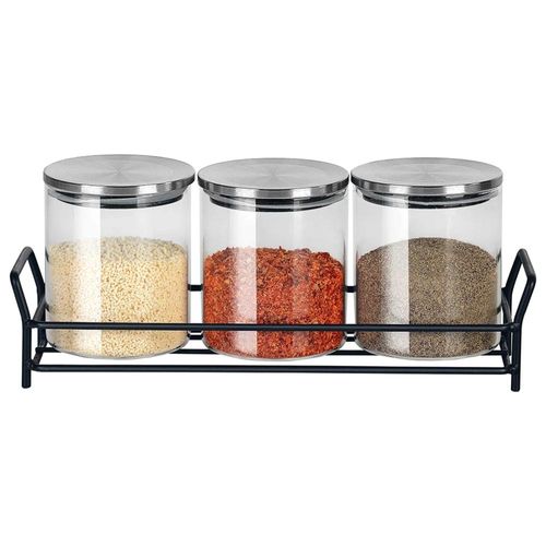 Jogo de porta-condimentos em vidro Dynasty 3 peças Jogo de porta-condimentos em vidro Dynasty 3 peças