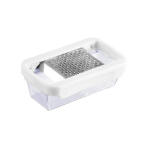 Mini ralador com recipiente em aço inox e plástico Fackelmann 12x6x4cm Branca Mini ralador com recipiente em aço inox e plástico Fackelmann 12x6x4cm Branca