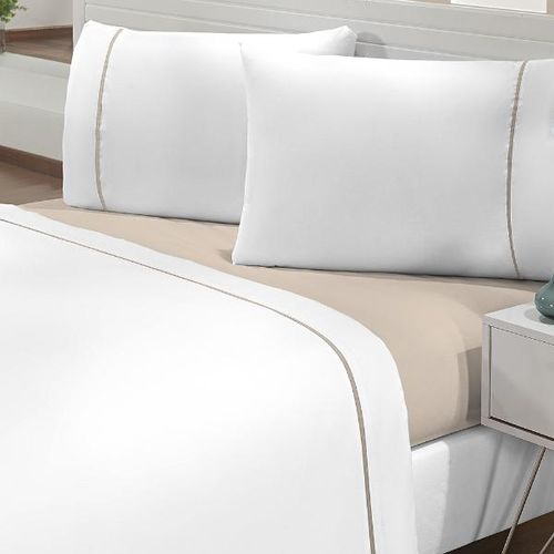 Jogo de lençol Têxtil Lar Prime One 200 fios king perola Jogo de lençol Têxtil Lar Prime One 200 fios king perola