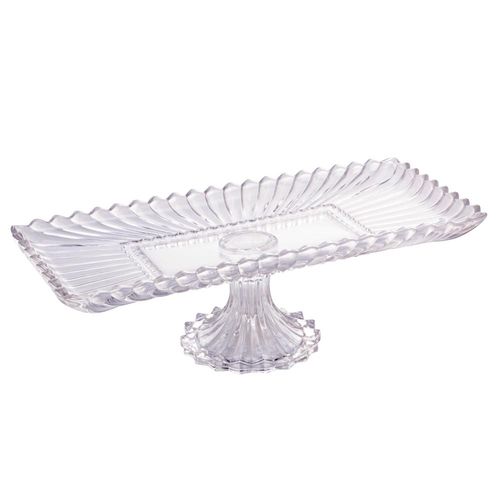 Prato para bolo retangular Wolff 25846 Geneva 30x16,5x12cm em cristal Prato para bolo retangular Wolff 25846 Geneva 30x16,5x12cm em cristal