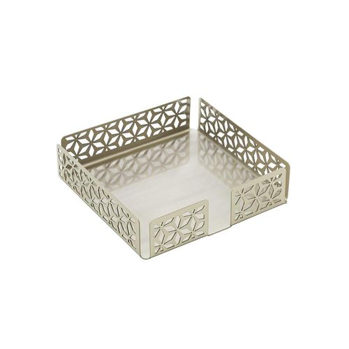 Porta-guardanapos em aço inox Wolff Garden 18x18x4cm champanhe