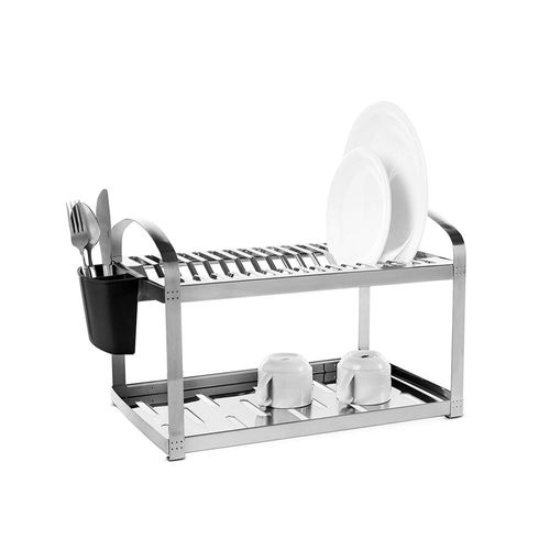 Escorredor de louças em aço inox com porta-talheres Brinox Suprema 16 pratos Escorredor de louças em aço inox com porta-talheres Brinox Suprema 16 pratos