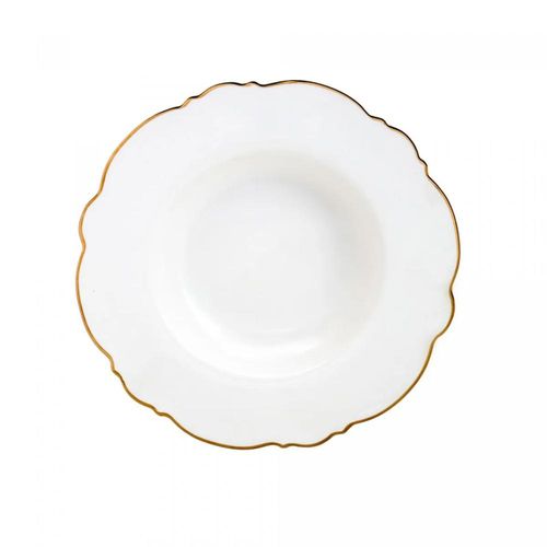 Jogo de pratos fundo de porcelana Wolff Maldivas 6 peças 23cm filete dourado