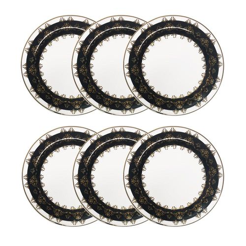 Jogo de pratos sobremesa em porcelana Strauss Queen 23cm 6 peças