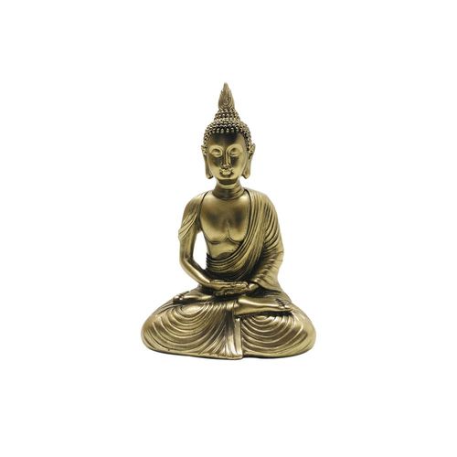 Estatueta de resina Elby Buddha meditando 13cm dourado Estatueta de resina Elby Buddha meditando 13cm dourado