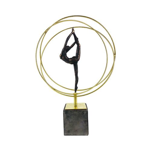 Estatueta de resina Elby Bailarina no círculo 53cm dourado Estatueta de resina Elby Bailarina no círculo 53cm dourado