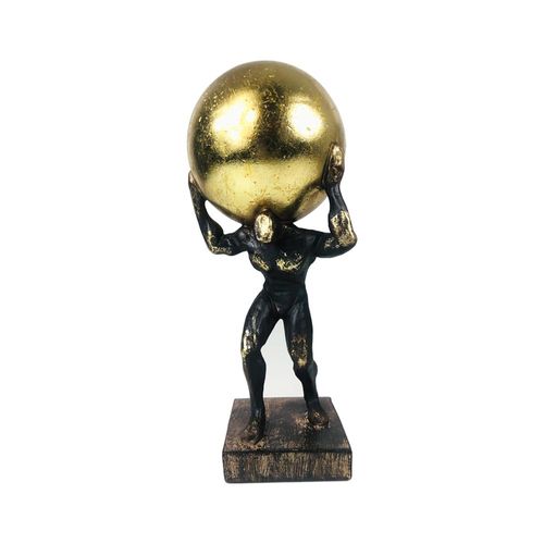 Estatueta de resina Elby Homem erguendo bola 32cm dourado