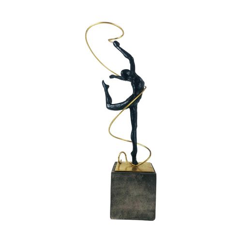 Estatueta de resina Elby Mulher dançando com fitas 49cm dourado Estatueta de resina Elby Mulher dançando com fitas 49cm dourado