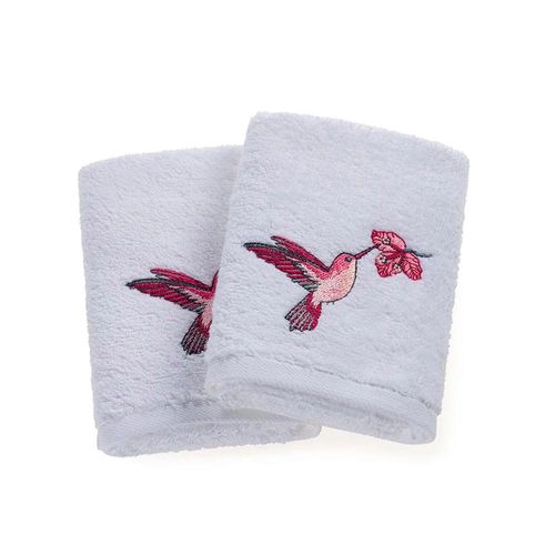 Jogo lavabo com bordado Trussardi Venere em algodão 30x50cm 2 peças branco Jogo lavabo com bordado Trussardi Venere em algodão 30x50cm 2 peças branco