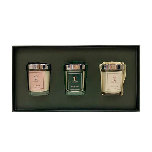 Jogo de velas aromatizadas  Trussardi La luce Originale e Calabria 55G 3 peças Jogo de velas aromatizadas  Trussardi La luce Originale e Calabria 55G 3 peças