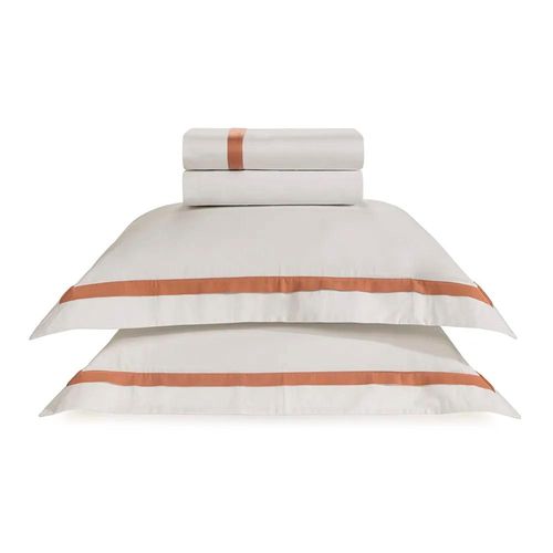 Jogo de cama Trussardi Vercelli cetim 300 fios king 4 peças branco e solare