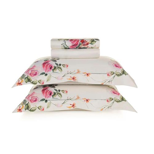Jogo de cama Trussardi Rosette em algodão 300 fios king 4 peças estampado
