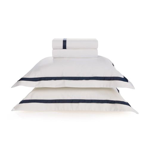 Jogo de lençol Trussardi Vercelli 300 fios em algodão King Branco e Marmo Jogo de lençol Trussardi Vercelli 300 fios em algodão King Branco e Marmo