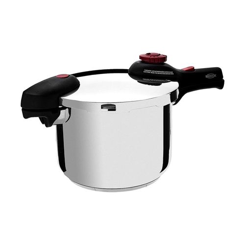 Panela de pressão em inox Brinox Supra 6 litros fundo triplo e 5 sistemas de segurança Panela de pressão em inox Brinox Supra 6 litros fundo triplo e 5 sistemas de segurança