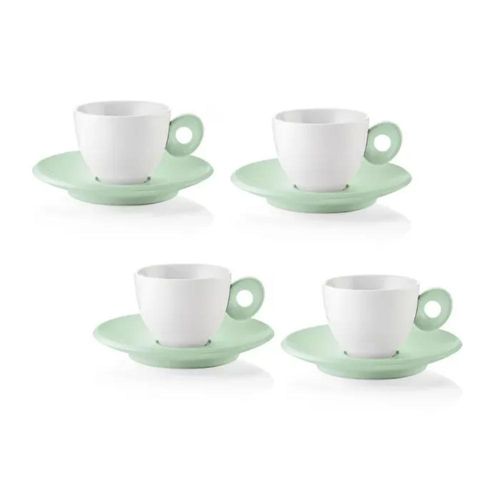 Jogo de xícaras para café em porcelana Guzzini Every Day 6 peças verde malva Jogo de xícaras para café em porcelana Guzzini Every Day 6 peças verde malva