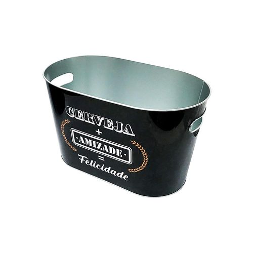 Balde oval em metal Hauskraft Amizade 10 litros prata e preto Balde oval em metal Hauskraft Amizade 10 litros prata e preto