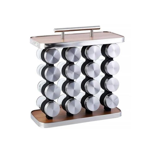 Jogo de porta-condimentos Hauskraft com suporte PCON044 etilux 16 peças em inox Jogo de porta-condimentos Hauskraft com suporte PCON044 etilux 16 peças em inox