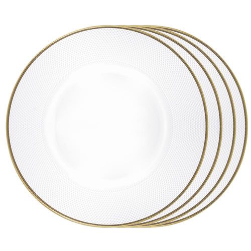 Jogo de Sousplat em cristal Wolff Thin Edge Dourado 4 peças 33cm Jogo de Sousplat em cristal Wolff Thin Edge Dourado 4 peças 33cm