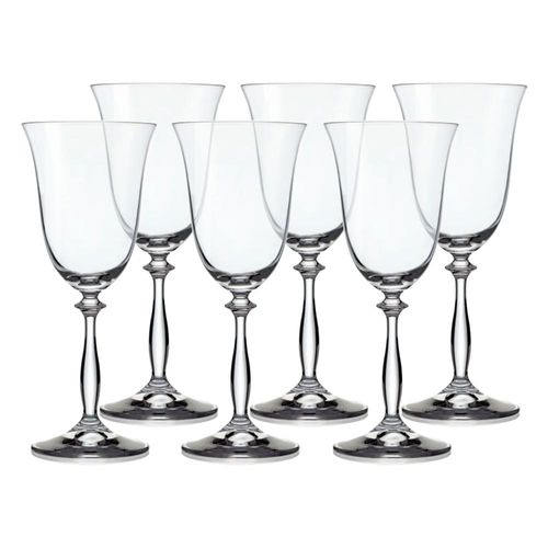 Jogo de taças para vinho branco em cristal Bohemia Angela 6 taças 185ml