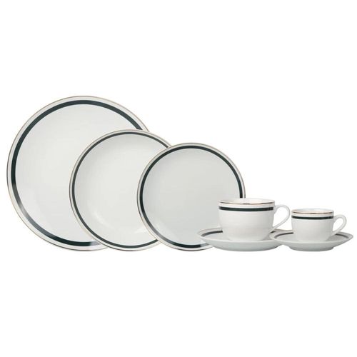 Jogo de Jantar em porcelana Gold Rim L'Hermitage Très Classique 42 peças verde