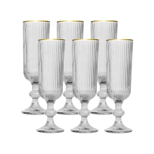Jogo de taças champanhe em vidro borda dourada L'Hermitage Cameratta 160ml 6 peças incolor Jogo de taças champanhe em vidro borda dourada L'Hermitage Cameratta 160ml 6 peças incolor