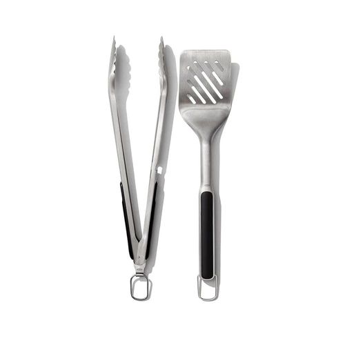 Jogo de pinça e espátula para churrasco em Inox OXO 2 peças prata Jogo de pinça e espátula para churrasco em Inox OXO 2 peças prata