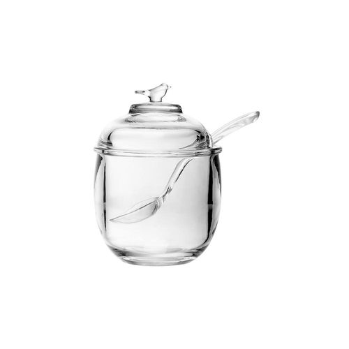 Açucareiro com colher em cristal ecológico com tampa Wolff Bird 150ml incolor Açucareiro com colher em cristal ecológico com tampa Wolff Bird 150ml incolor