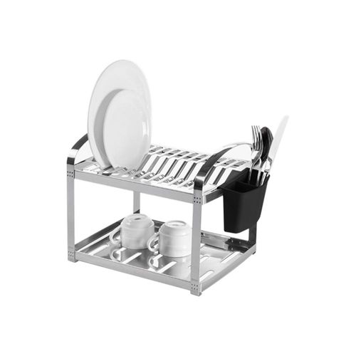 Escorredor de pratos em inox com porta-talheres Brinox 12 pratos Escorredor de pratos em inox com porta-talheres Brinox 12 pratos