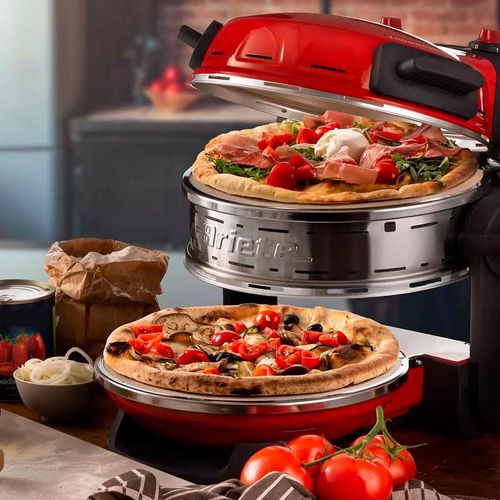 Forno para pizza duplo elétrico Ariete 927 Pizzeria vermelho com pedra refratária 2300w 220 volts
