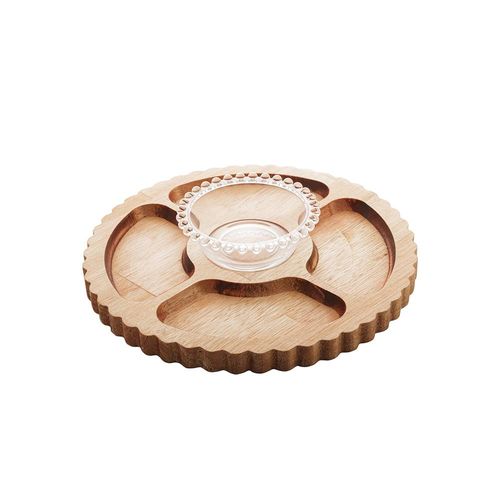 Petisqueira madeira com bowl Woodart Liptus 28x6cm
