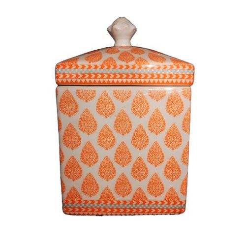 Caixa quadrada em porcelana Bombaim 21,5x17,5cm laranja Caixa quadrada em porcelana Bombaim 21,5x17,5cm laranja