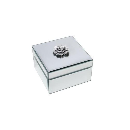 Porta-joias em madeira com espelho Prestige Maira 12,5x8cm prateado Porta-joias em madeira com espelho Prestige Maira 12,5x8cm prateado