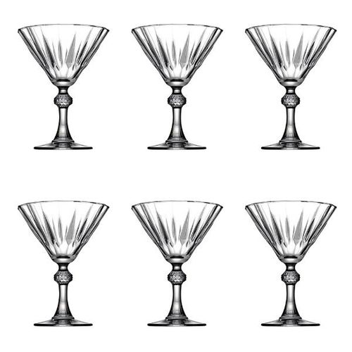 Jogo de taças lapidados em vidro para martini Pasabahçe Diamond 6 peças 238ml
