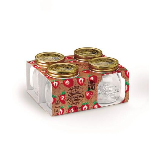 Jogo de potes em vidro com tampa inox Bormioli Rocco Quattro Stagioni 250ml 4 peças Jogo de potes em vidro com tampa inox Bormioli Rocco Quattro Stagioni 250ml 4 peças