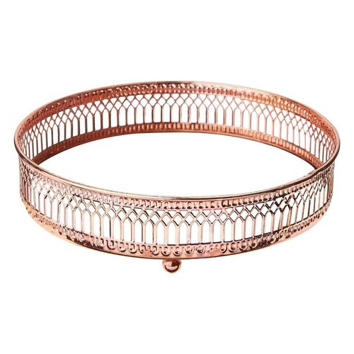 Bandeja redonda espelhada inox Adely Decor 17cm rosé SHW602 Bandeja redonda espelhada inox Adely Decor 17cm rosé SHW602