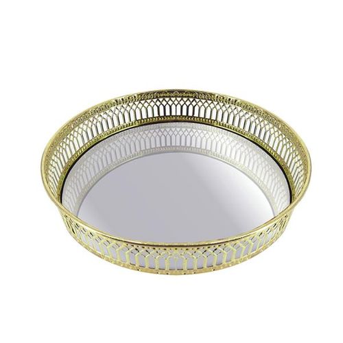 Bandeja redonda espelhada inox Adely Decor 20,5cm dourada Bandeja redonda espelhada inox Adely Decor 20,5cm dourada