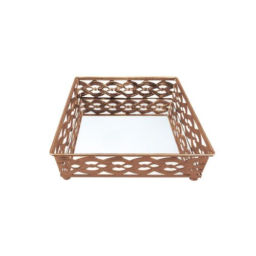 Bandeja quadrada espelhada em inox Adely Decor 15x5cm rosé Bandeja quadrada espelhada em inox Adely Decor 15x5cm rosé