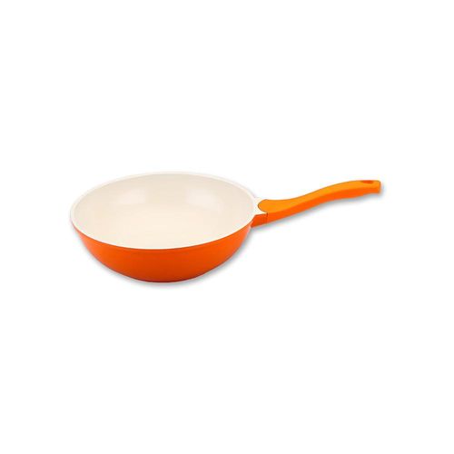 Wok com revestimento cerâmico Ecolumi 28cm laranja