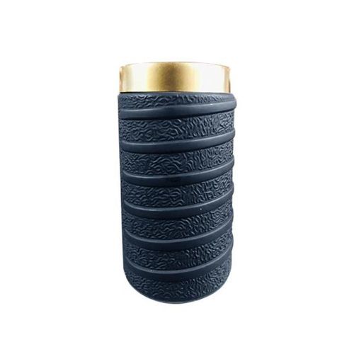 Vaso em vidro Adely Decor Contemporâneo 22cm azul escuro com anel dourado Vaso em vidro Adely Decor Contemporâneo 22cm azul escuro com anel dourado