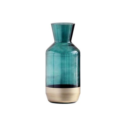 Vaso em vidro Adely Decor Shabby Chic 25cm dourado e verde