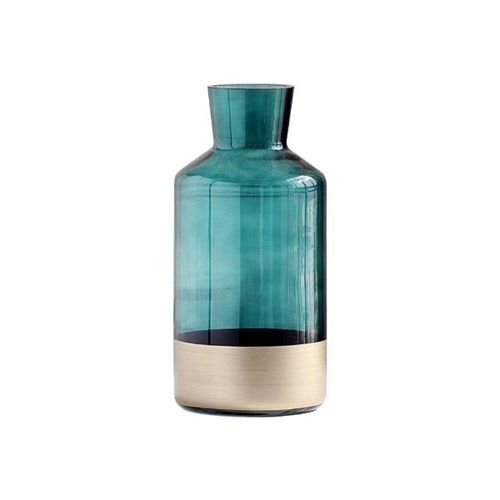 Vaso em vidro Adely Decor Shabby Chic 35cm dourado e verde