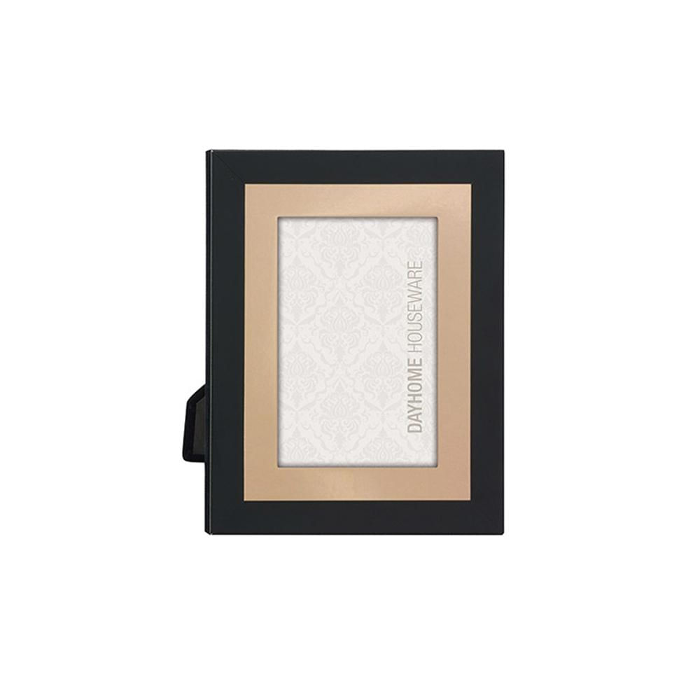 Porta-retratos em alumÃ­nio Adely Decor Lumini 10x15cm preto e cobre