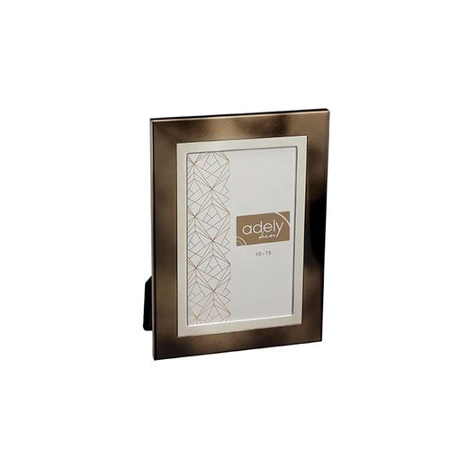 Porta-retratos em alumínio Adely Decor Lumini 10x15cm cobre brilhante acetinado
