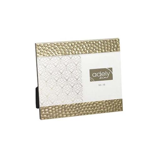 Porta-retrato em alumínio Adely Decor Lumini 10x15cm martelado dourado