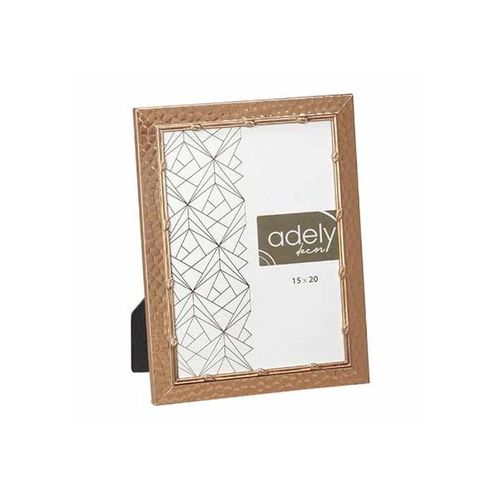 Porta-retratos em alumínio Adely Decor Lumini 15x20cm martelado cobre rose